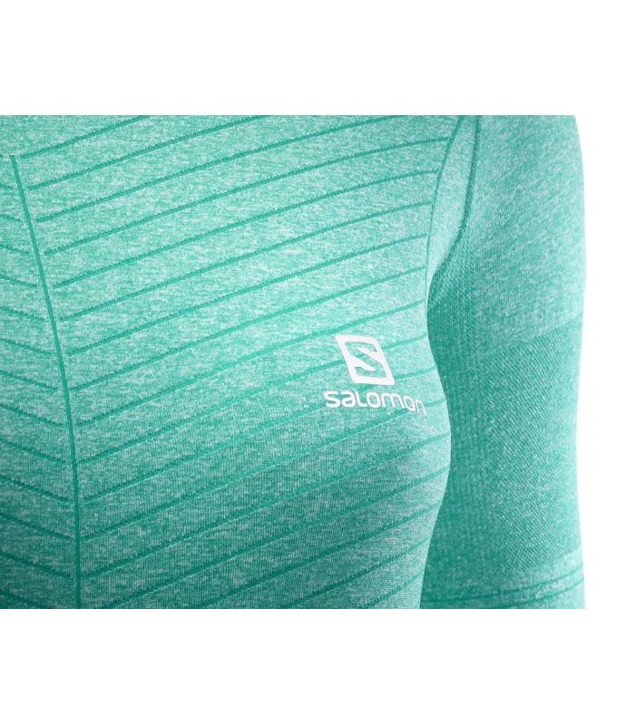 Compra online Camiseta running Salomon Elevate Seamless LS Tee Mujer Turquesa en oferta al mejor precio