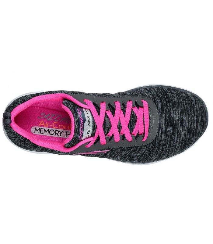 Compra online Zapatillas Skechers Flex Appeal 3.0 Insiders Mujer Negro Rosa en oferta al mejor precio
