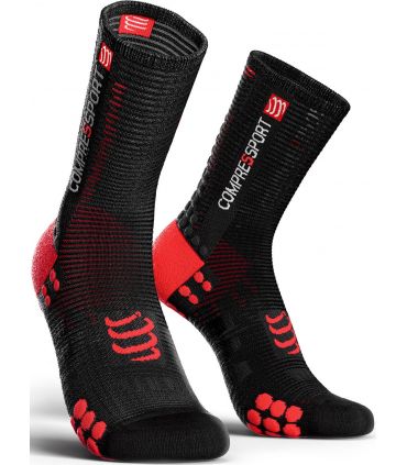 Calcetines Ciclismo Compressport Racing Socks V3.0 Negro Rojo