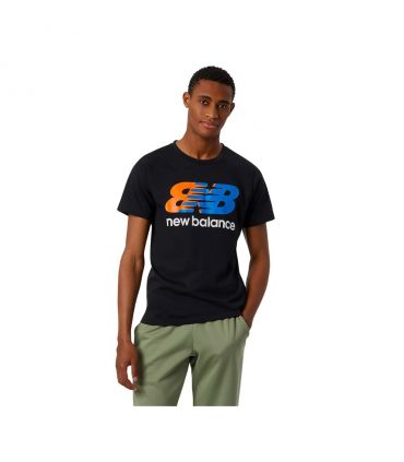 Camiseta New Balance Graphic Heathertech Hombre Black Blue Orange