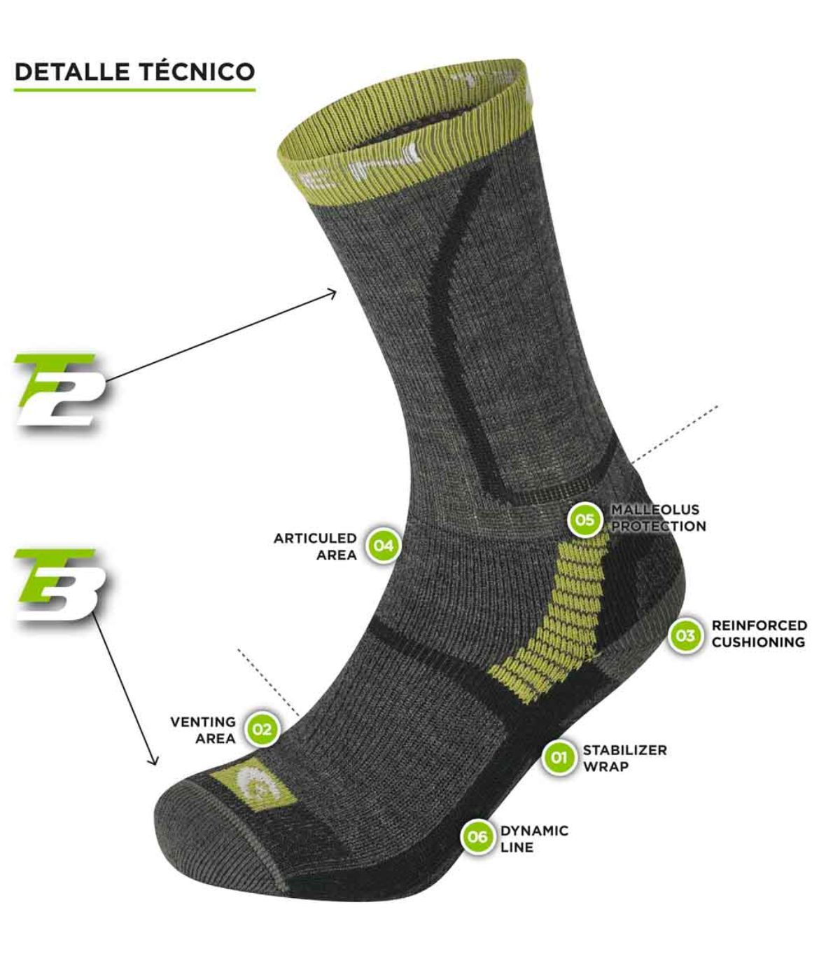 Lorpen Calcetines Running T3 Precision Fit Eco Azul Verde lima Hombre